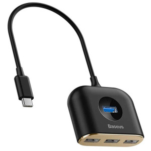 Переходник HUB Baseus Square round 4-in-1 UBS3.0 1m (CAHUB-AY) – Черный