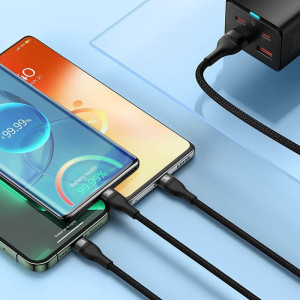 Дата кабель Baseus Flash Series 2 USB to MicroUSB-Lightning-Type-C 100W (1.2m) (CASS03000) – Черный