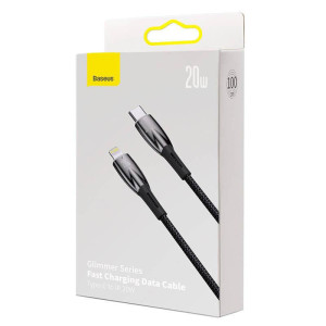 Дата кабель Baseus Glimmer Series Fast Charging Data Cable Type-C to Lightning 20W 1m (CADH000001) – Черный