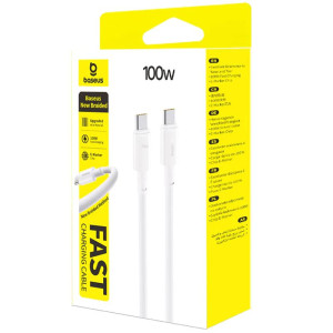 Дата кабель Baseus New Braided Type-C to Type-C 100W (2m) (E0426V) – Белый