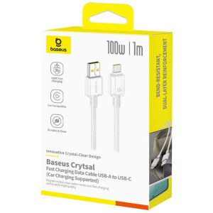 Дата кабель Baseus Crystal USB to Type-C 100W (1m) (E04279) – Белый