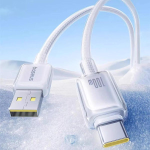 Дата кабель Baseus Crystal USB to Type-C 100W (1m) (E04279) – Белый