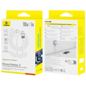 Дата кабель Baseus Display 2 Type-C to Type-C 100W (1m) (P10382702) – Белый