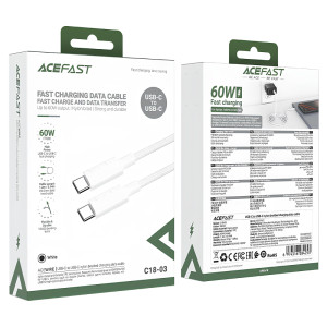 Дата кабель Acefast C18-03 Type-C to Type-C 60W (1.2m) – Білий