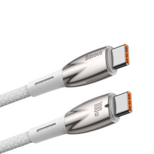 Дата кабель Baseus Glimmer Series Fast Charging Type-C to Type-C 100W 1m (CADH00070) – Белый