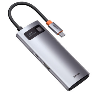Переходник HUB Baseus Metal Gleam Series 5-in-1 Type-C (CAHUB-CX) – Серый