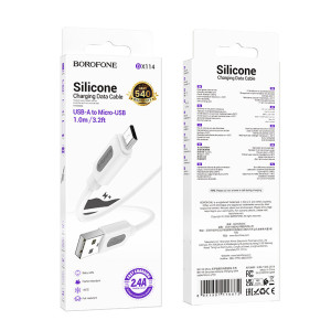 Дата кабель Borofone BX114 Structure USB to MicroUSB 2.4A (1m)