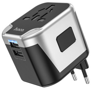 Мережевий універсальний перехідник Hoco AC5 Level 2USB+Socket