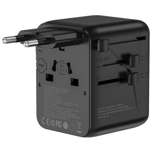 Мережевий універсальний перехідник WIWU UA010 Warrior GaN 45W + 2USB-A/3C – Чорний