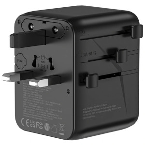 Мережевий універсальний перехідник WIWU UA010 Warrior GaN 45W + 2USB-A/3C – Чорний