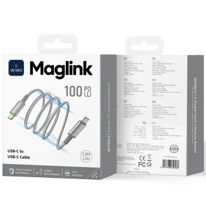 Дата кабель WIWU C084 Maglink Type-C to Type-C 100W (1m) – Сірий