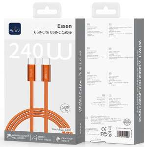 Дата кабель WIWU C101 Essen Type-C to Type-C 240W (1.5m) – Помаранчевий
