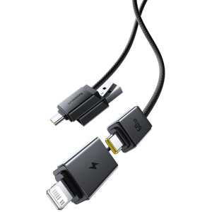 Дата кабель Baseus Versatile Two-for-Two USB/Type-C to Type-C/Lightning 60W (0.6m) (P10383000) – Чорний