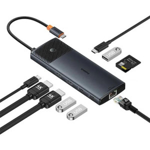 Перехідник HUB Baseus Metal Gleam II OS 10in1 Dual Display (B00061800123-01) – Чорний