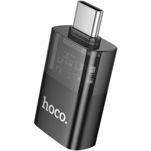 Перехідник Hoco UA36B OTG Type-C male to USB female transparent – Чорний