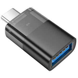 Перехідник Hoco UA36B OTG Type-C male to USB female transparent – Чорний