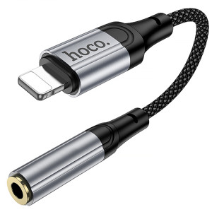 Аудіо кабель Aux Hoco LS36A Fresh 3.5mm to Lightning (0.12m) – Сірий