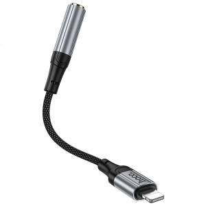 Аудіо кабель Aux Hoco LS36A Fresh 3.5mm to Lightning (0.12m) – Сірий