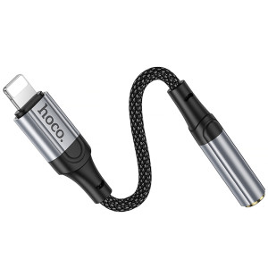 Аудіо кабель Aux Hoco LS36A Fresh 3.5mm to Lightning (0.12m) – Сірий