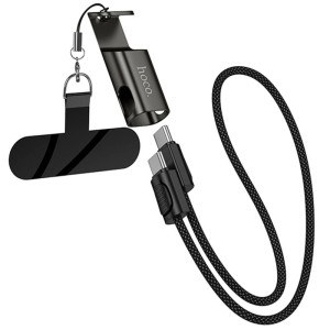 Дата кабель Hoco X126 Experto Type-C to Type-C 60W + Phone Holder & Lanyard (0.35m)