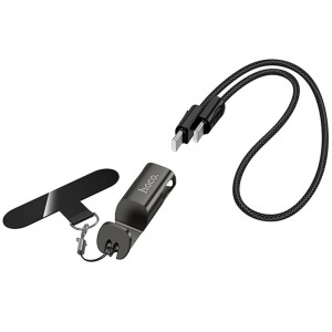 Дата кабель Hoco X126 Experto Type-C to Type-C 60W + Phone Holder & Lanyard (0.35m) – Чорний
