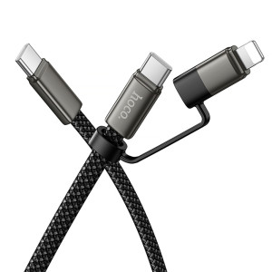 Дата кабель Hoco X125 Surplus 2in1 Type-C to Lightning/Type-C 60W (1m) – Чорний