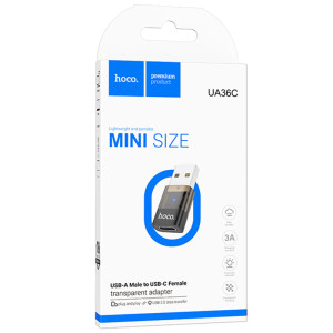 Перехідник Hoco UA36C USB male to Type-C female USB2.0 – Чорний