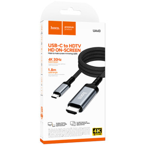 Перехідник Hoco UA43 Type-C to HDTV HD (1.8m) – Сірий