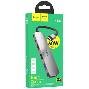 Переходник HUB Hoco HB27 10-Port (Type-C to HDTV+USB3.0+PD+2xUSB2.0) – Серый