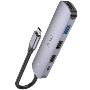 Переходник HUB Hoco HB27 10-Port (Type-C to HDTV+USB3.0+PD+2xUSB2.0) – Серый