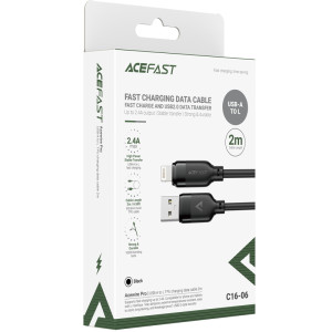 Дата кабель Acefast C16-06 USB to Lightning 2.4A (2m) – Черный