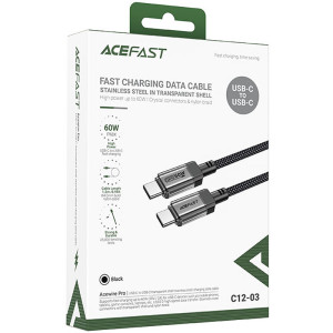 Дата кабель Acefast C12-03 Type-C to Type-C 60W (1.2m) – Черный