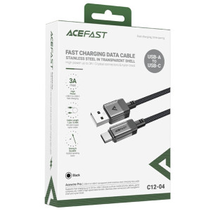 Дата кабель Acefast C12-04 USB to Type-C 3A (1.2m) – Черный