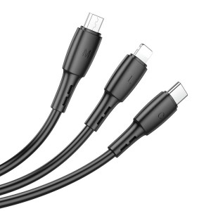 Дата кабель Borofone BX71 USB to 3in1 (1m) – Черный