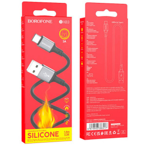 Дата кабель Borofone BX83 Famous USB to Type-C 3A (1m) – Чорний