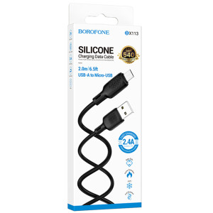 Дата кабель Borofone BX113 Lenny USB to MicroUSB 2.4A (2m) – Чорний