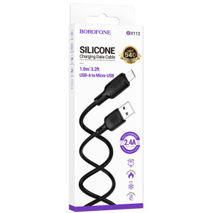 Дата кабель Borofone BX113 Lenny USB to MicroUSB 2.4A (1m) – Чорний