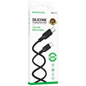Дата кабель Borofone BX113 Lenny Type-C to Type-C 60W (1m) – Чорний