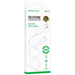 Дата кабель Borofone BX113 Lenny Type-C to Type-C 60W (1m) – Білий