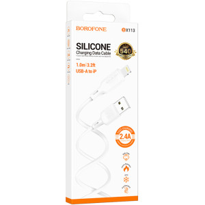 Дата кабель Borofone BX113 Lenny USB to Lightning 2.4A (1m) – Білий
