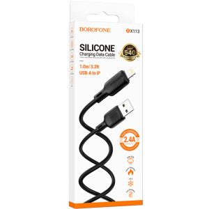 Дата кабель Borofone BX113 Lenny USB to Lightning 2.4A (1m) – Чорний