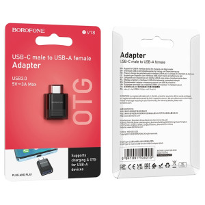 Перехідник Borofone BV18 Type-C male to USB female 3.0 – Чорний