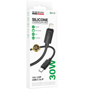Дата кабель Borofone BX123 Leya Type-C to Lightning 30W (1m) – Чорний