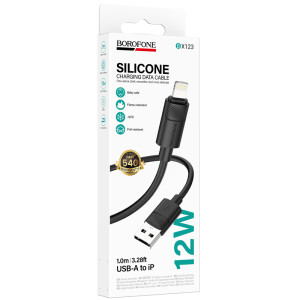 Дата кабель Borofone BX123 Leya USB to Lightning 12W (1m) – Чорний