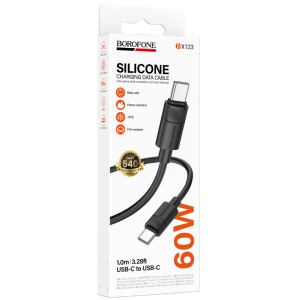 Дата кабель Borofone BX123 Leya Type-C to Type-C 60W (1m) – Чорний