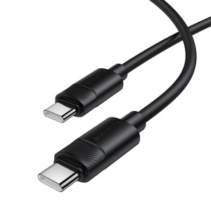 Дата кабель Borofone BX123 Leya Type-C to Type-C 60W (1m) – Чорний
