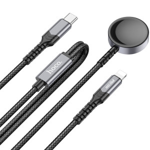 Дата кабель Hoco CW54 2in1 Type-C to iWatch/Lightning 2.5W (1.2m) – Черный