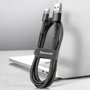 Дата кабель Baseus Cafule USB to Type-C Cable 3A (1m) (CATKLF-B) – Черный