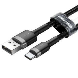 Дата кабель Baseus Cafule USB to Type-C Cable 3A (0.5m) (CATKLF-A) – Сірий