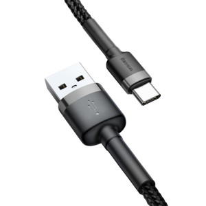 Дата кабель Baseus Cafule USB to Type-C Cable 3A (0.5m) (CATKLF-A) – Сірий